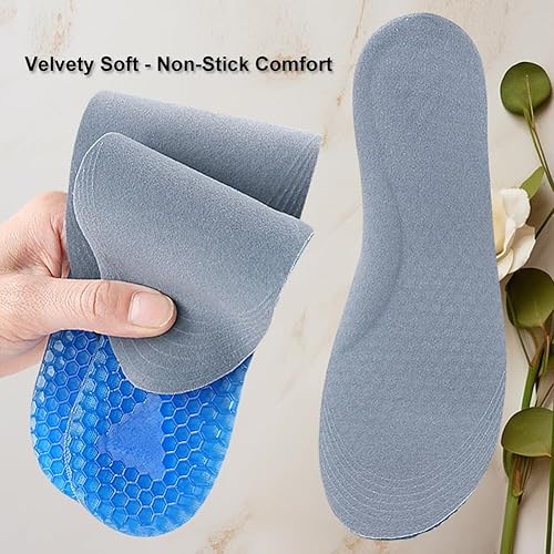 Miniatura 4 de 1 par de plantillas deportivas de gel de silicona azul, reutilizables, de longitud completa, antideslizante, cómoda, almohadilla de aire,