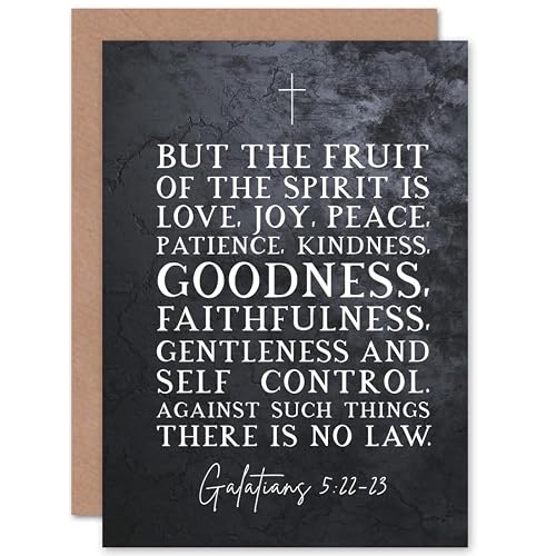 Artery8 Galatians 5:22-23 The Fruit of the Spirit is Love Joy Peace Christian Bible Verse Quote Scripture Typography Sealed Greeting Card Plus Envelope Blank inside