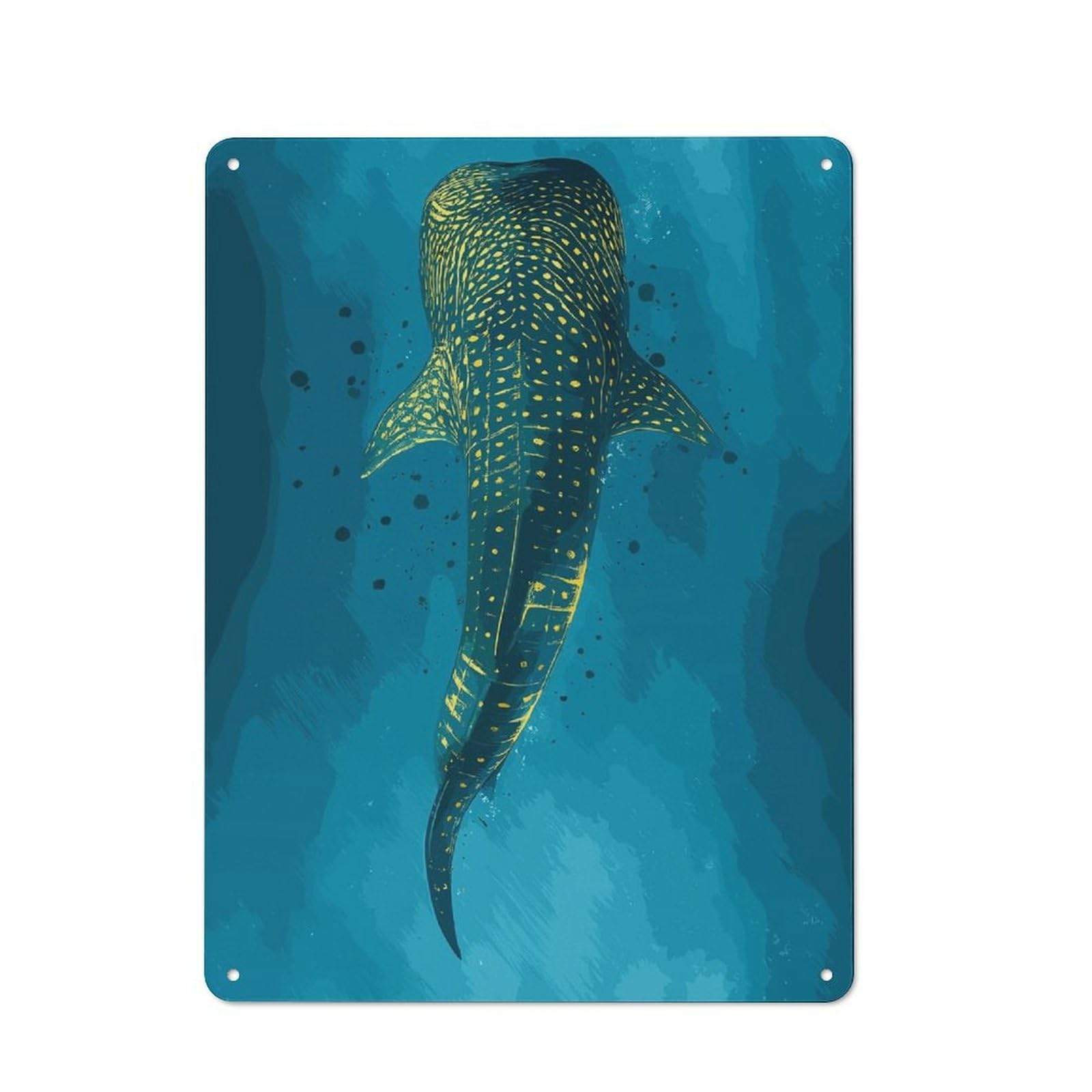 Junmoney Style-19 Retro Metal Wall Sign 40X30cm With Whale Shark Art Print-1 For Pub Or Café, A Housewarming Gift For Hospitality Wall Decor Collectors