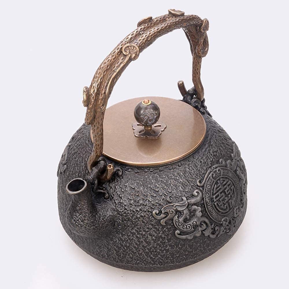 Habrur Theiere Fonte Théière Japonaise 1350 ML Théière Pots À Thé en Fonte d'origine Fer Non Enduit Artisanat Fer Pot Cuivre Couverture Fer Pot Théière en Fonte Theiere Japonaise