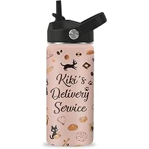 16oz Kiki Water Bottle with Straw Lid, Insulated Stainless Steel Kikis Tumbler for Girls, Cat Lovers Gift Kids Teen Girls Women, Kikis Delivery Service Travel Mug Cup