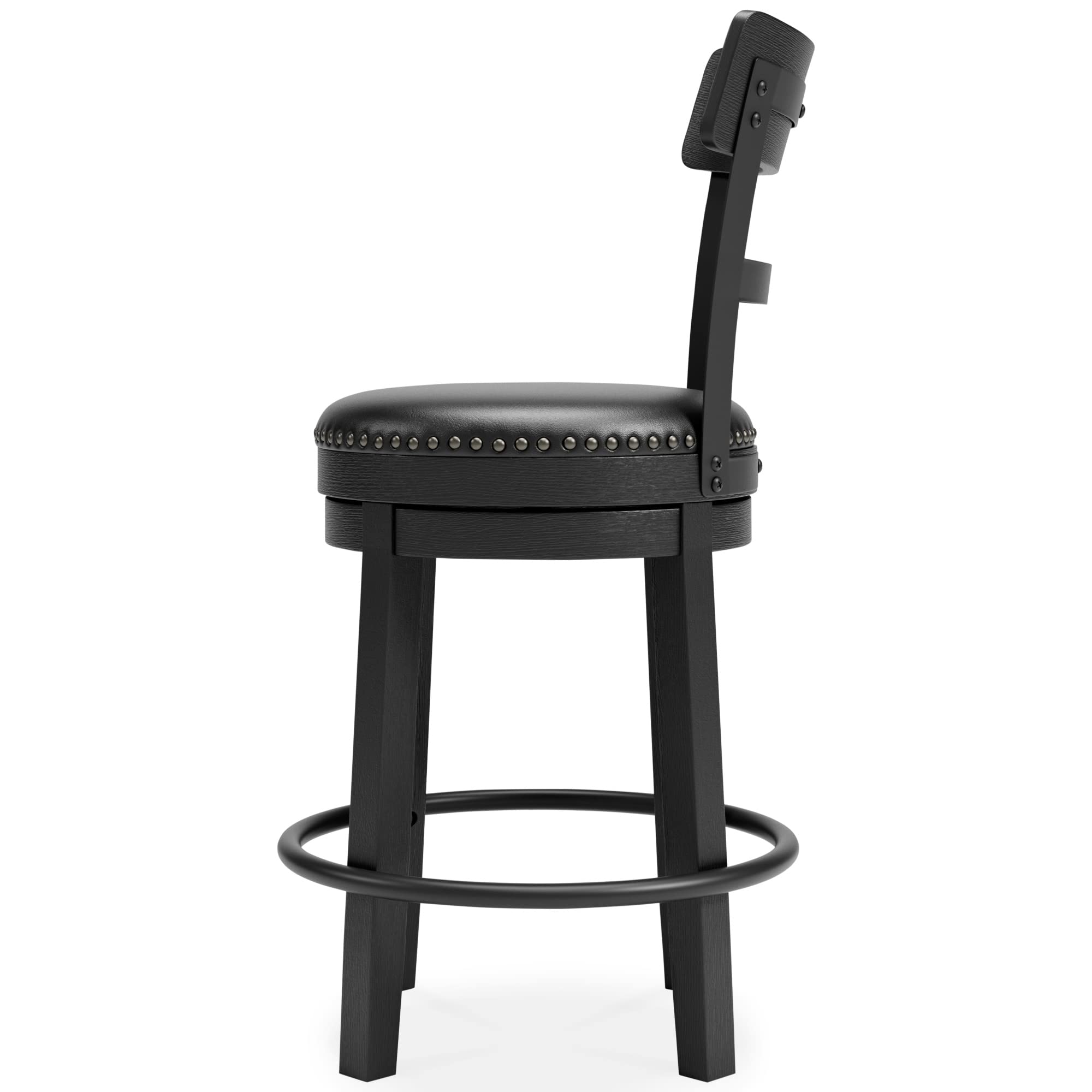 Signature Design by Ashley Valebeck 30.38" Faux Leather Pub Height Swivel Barstool, Black