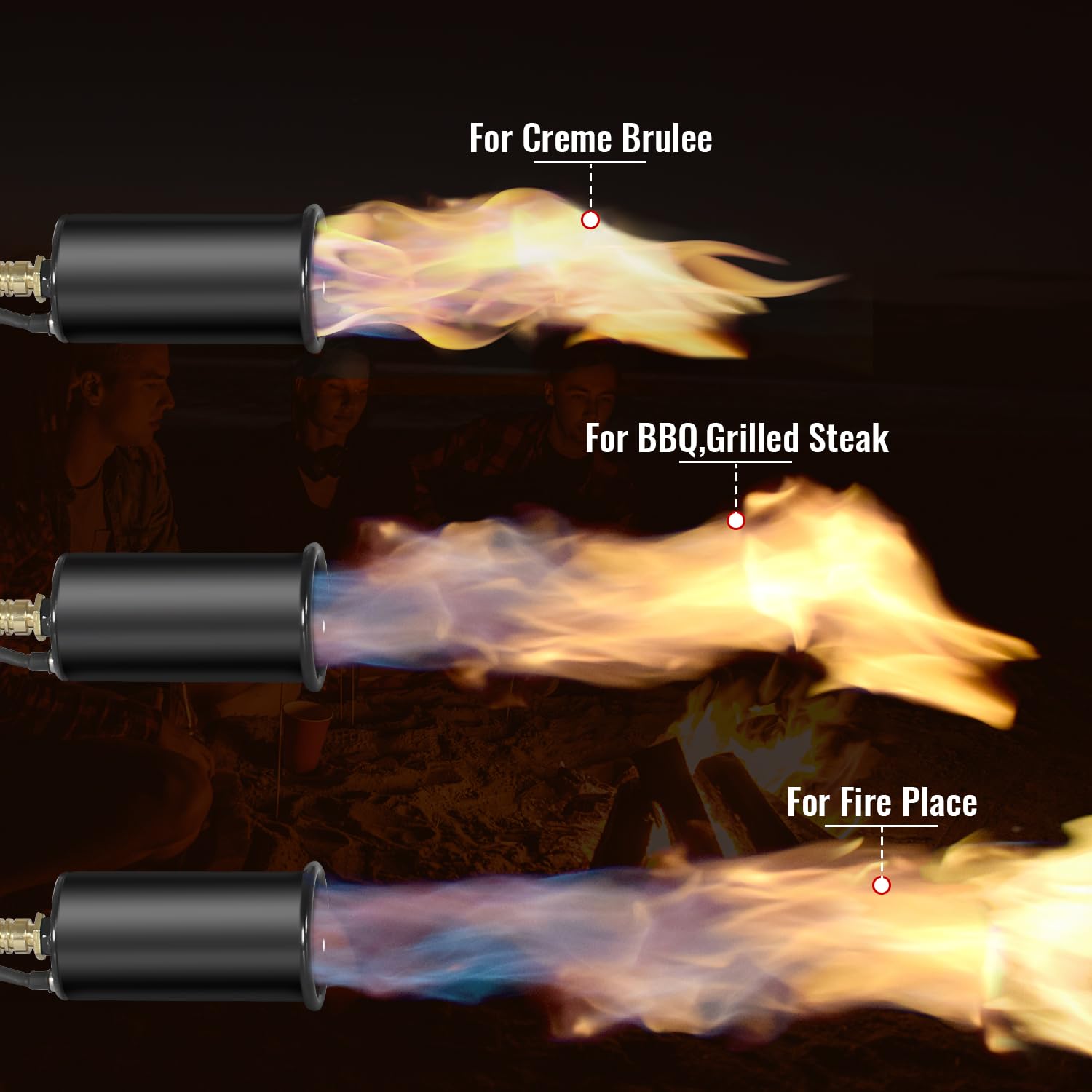 DOMINOX Powerful Propane Cooking Torch, Grill Gun& Culinary Kitchen Blow Torch with Lighter, Sear Torch Sous Vide, Charcoal Torch Lighter for Searing Steak, BBQ, Creme Brulee (Tank Not Included)