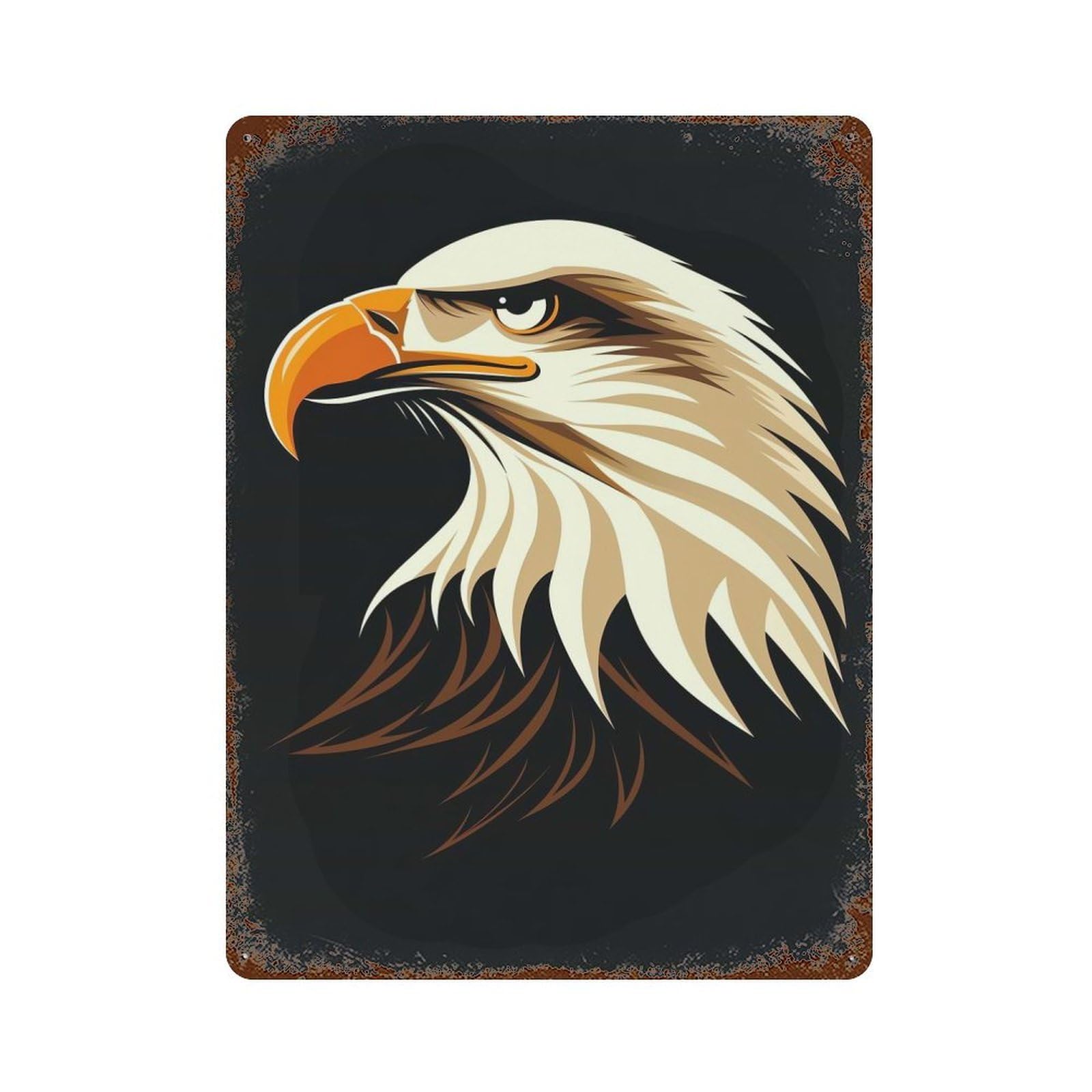 Majestic Eagle Vector Portrait with Sharp Gaze Decorative Tin Sign 15.7"x11.8", for Bistro, Counter And Cafe Decor, Novelty Wall Decor