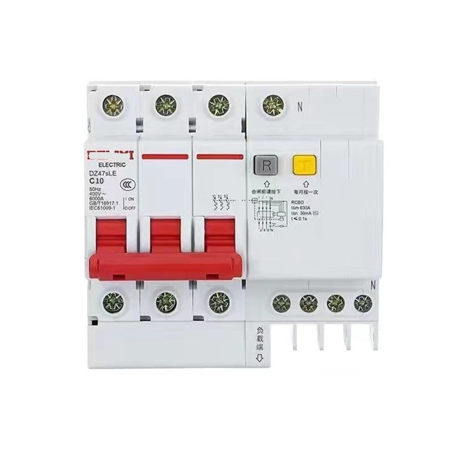 Disjoncteur différentiel 3P+N DZ47SLE interrupteur à air triphasé 40A