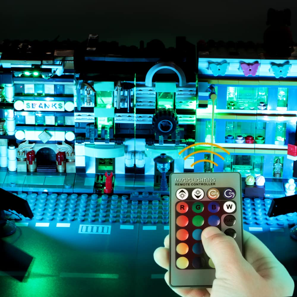 TEDDOO Building Block Light Kit with 10 LED Light Strips, Infrared Remote Control, and 20 Blocks - Compatible with Most Lego Models - Easy DIY Installation for City and Street Scenes - 16 Colors