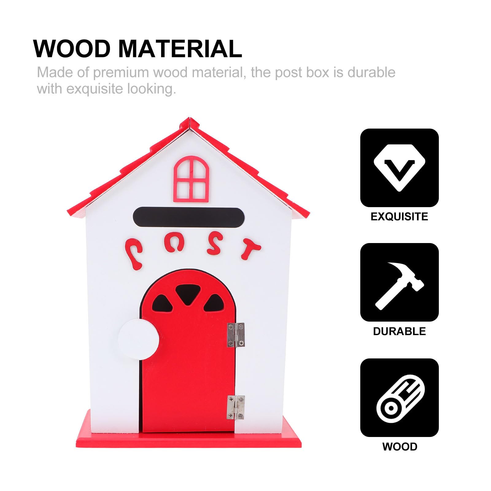 Buzón Escolar de Madera Rojo Montado en Pared para Cartas