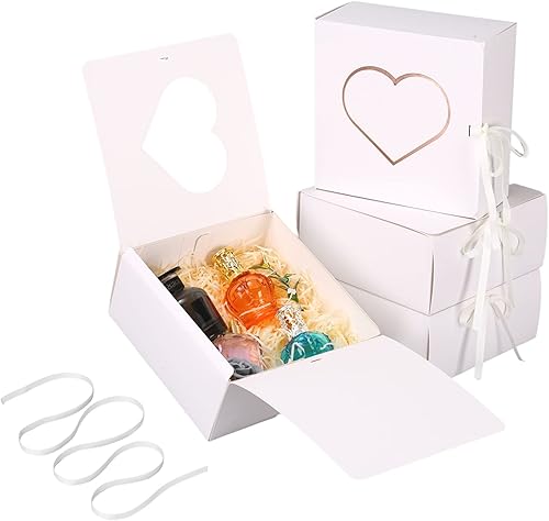 Dekun 3 cajas de regalo con tapas a granel para regalos, cajas de papel con forma de corazón de 9 x 9 x 4 pulgadas, perfectas para regalos de dama