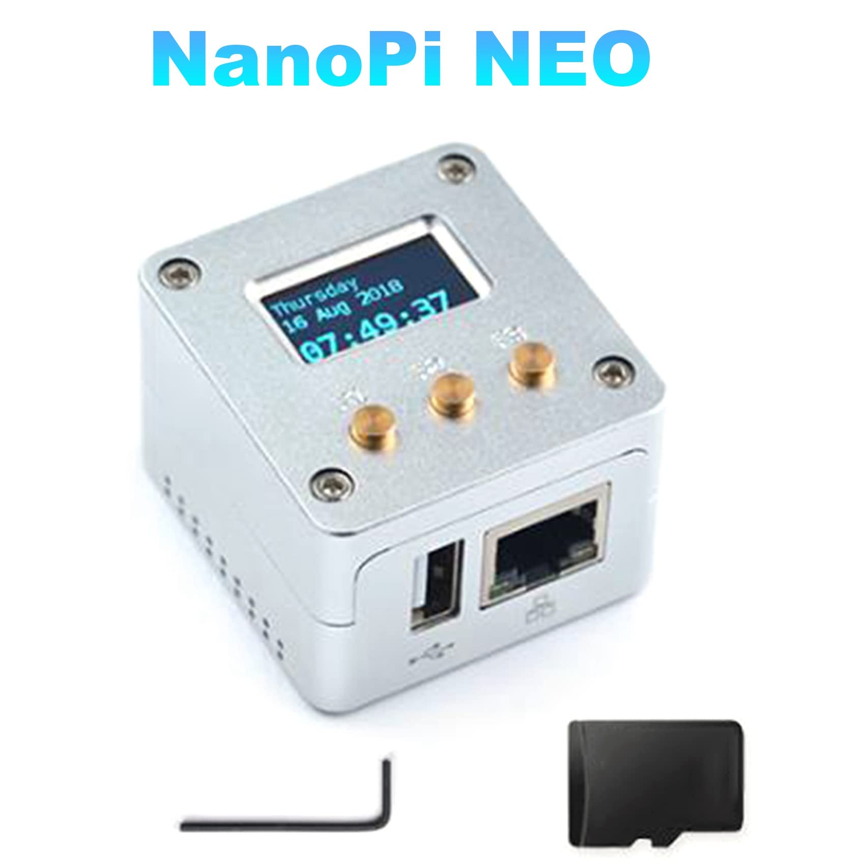 NanoPi NEO + OLED-Display + MetallgehäUse-Kit Open Source H3-Entwicklungsboard 512 MB DDR3-RAM Openwrt Armbian