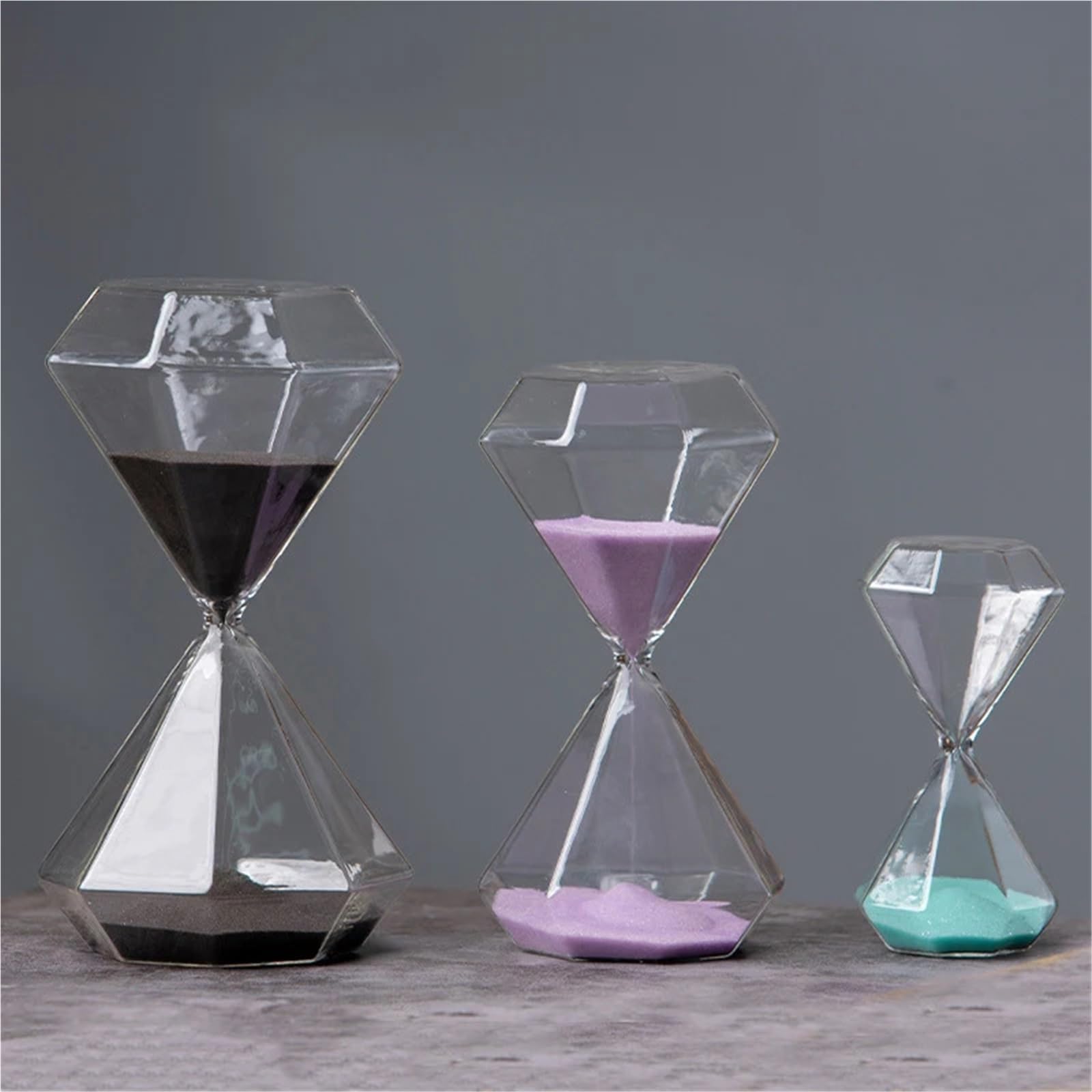 2 stücke Transparente Glas Sanduhr Timer Sand Uhr Schlafzimmer Studie Büro Wohnzimmer Ornament Für Home Office Deko(Purple,L)