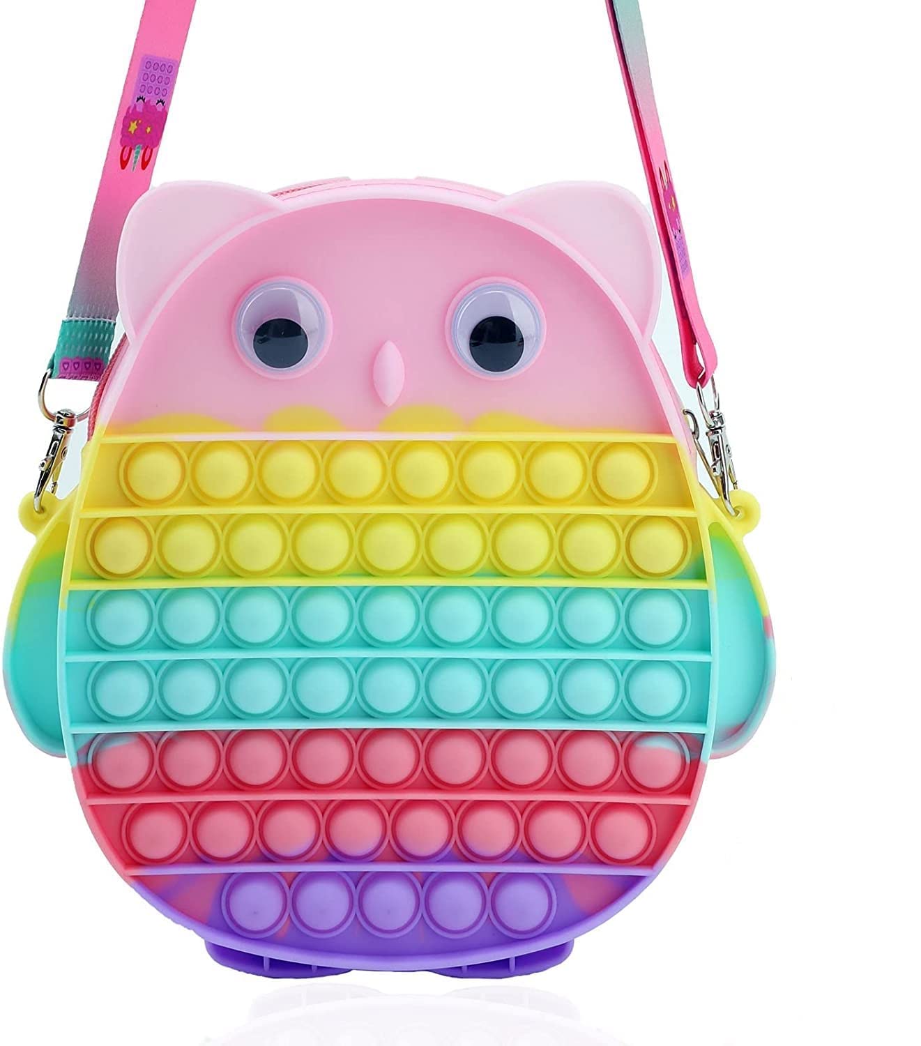 Urban Luxy Pop It Fidget Toy Silicone Bubble Squishy Toy Stress Relief Sensory Toys for Autism to Relieve Stress & Relaxing Gift for Adults & Kids (Big Owl Bag)