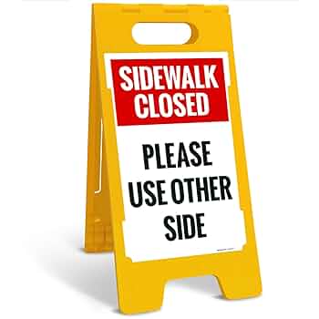 USAストリート看板　SIDEWALK CLOSED R9-11a Sidewalk Closed Cross Here Sign - Left Arrow - 24x12
