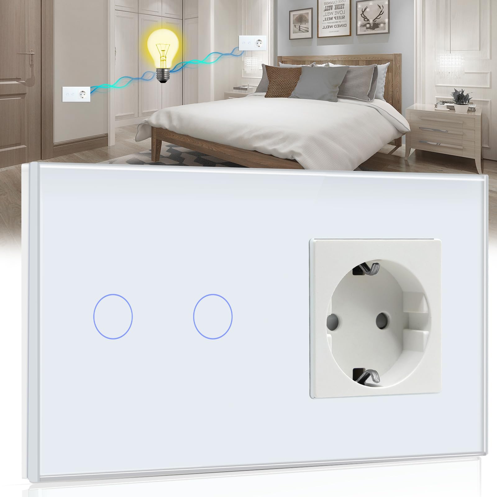 BSEED Touch Lichtschalter Touch Schalter Unterputz 1/2/3 Fach 1/2 Wege
