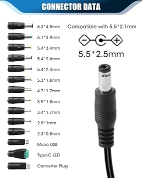 5V 2A Power Supply Adapter AC to DC with 14 DC Plugs 10W Max Universal