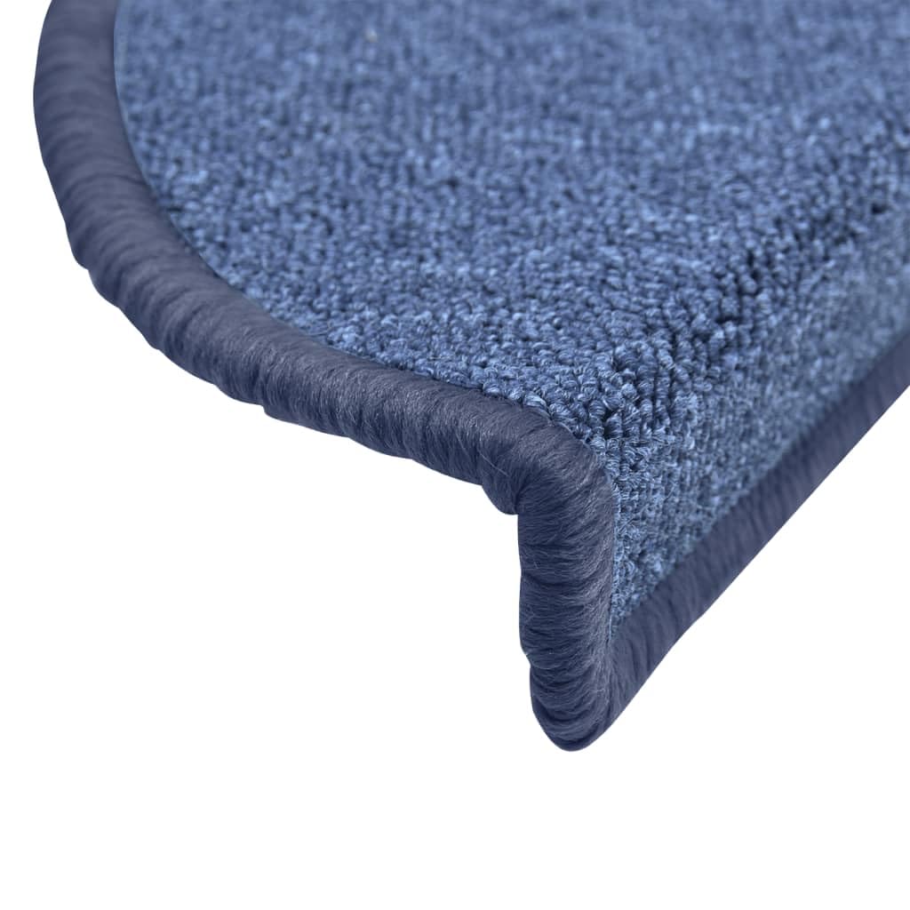 VidaXL Stufenmatten 15-tlg. Set – Blau, Halbrund, 56x17x3 Cm, Rutschfest & Geräuschdämpfend