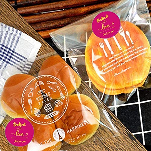 Thank You Baked With Love Stickers Labels, 2 Inch Round Pink Just For You Lables For Cookie Cupcake,Baked Goods Packaging And Wrapping,Homemade Bakery Bread Bags(500Pcs/Roll) #TOP2
