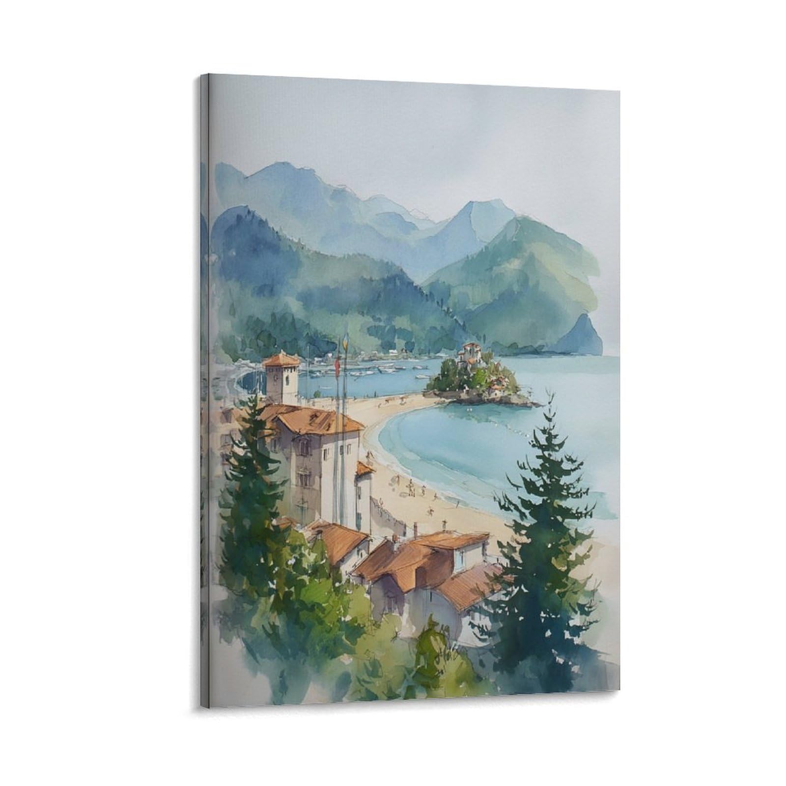 LCYNNH Tofino British Tree 20x30inch(50x75cm) Vintage Travel Poster Watercolor Canvas Art