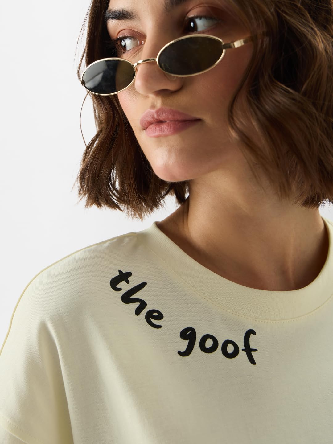 The Souled Store T-shirt ufficiale Disney 100 The Goofy da donna e ragazza girocollo a maniche corte con stampa grafica bianca oversize
