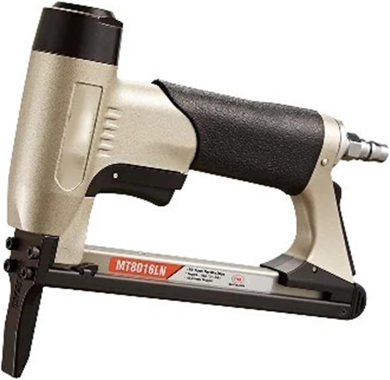 Pneumatic Stapler ，Powered Upholstery Stapler MT8016 and MT8016LN Pneumatic Nail Gun 21GA Fine Wire Stapler for Staples with 6-16mm Length(Short Nose)