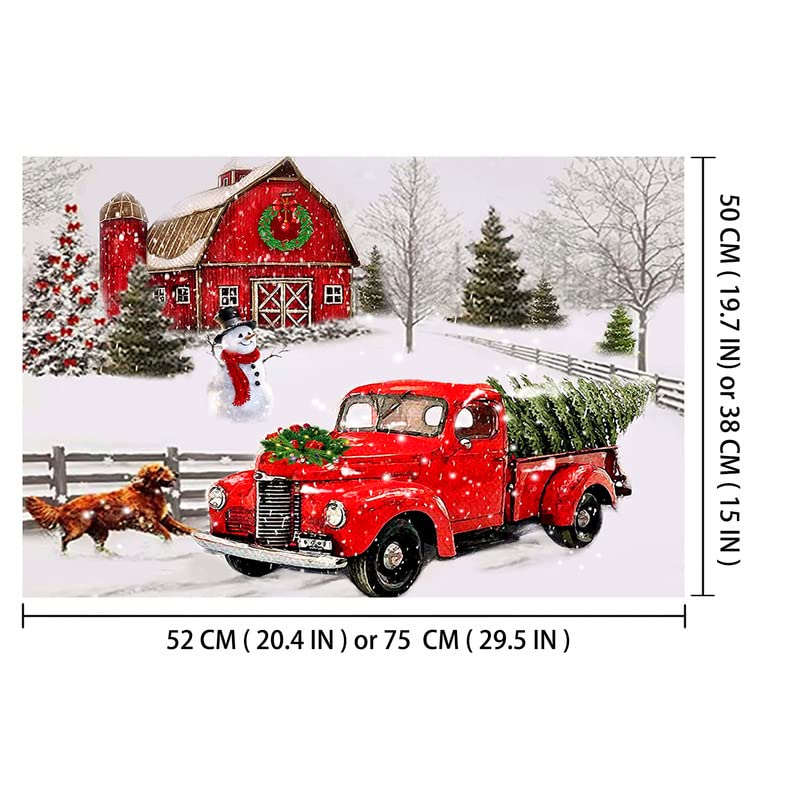 1000 Piece Wooden Jigsaw Puzzle - Christmas Tree Red Truck Winter Scene, Round Puzzle For Adults & Teens - View #9