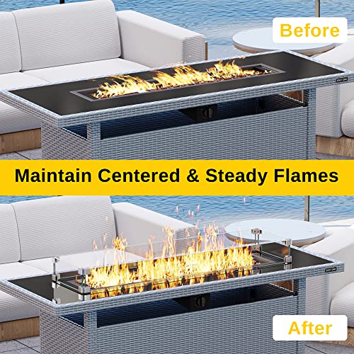 East Oak Glass Wind Guard For 57In Propane Fire Pit Table, 41.8 X 11.1 X 4.1 Inch Clear Tempered Wind Guard For Gas Firepit, Thick Rectangle Glass Shield With Aluminum Corner Bracket & Rubber Feet #TOP5