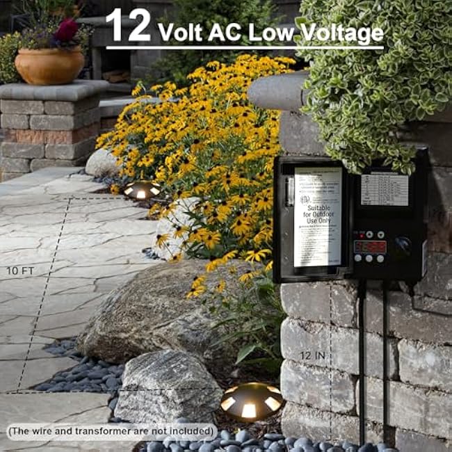 GOODSMANN Landscape Lighting 2PK Low Voltage Well Lights 6 Watt LED 120 Lumen 12V AC In-Ground Lights 3000K Warm White with Cable Connectors (2 Pack)