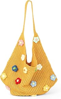PALAY® Crochet Tote Bag Shoulder Bag Floral Hand Bag Hollow Out Bag Casual Tote Bag Multi-Purpose Crochet Travel Tote Bags... Price In India