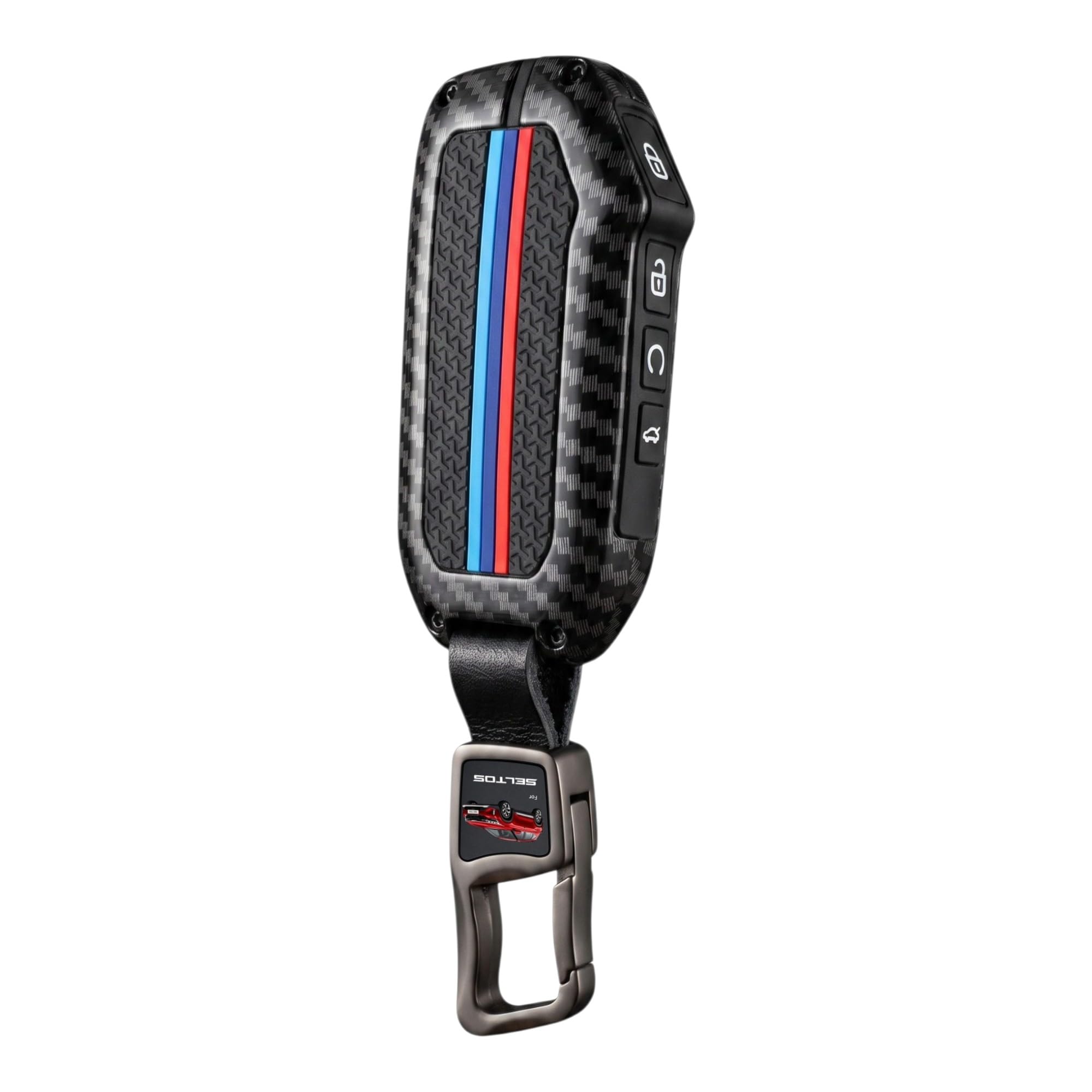 Carbon Fiber Car Key Cover -Compatible for Kia, for Seltos 3 | Carbon Fiber Finish | Zinc Alloy Frame | Soft TPU Inner | Metal Keychain | Full Protection-image-47