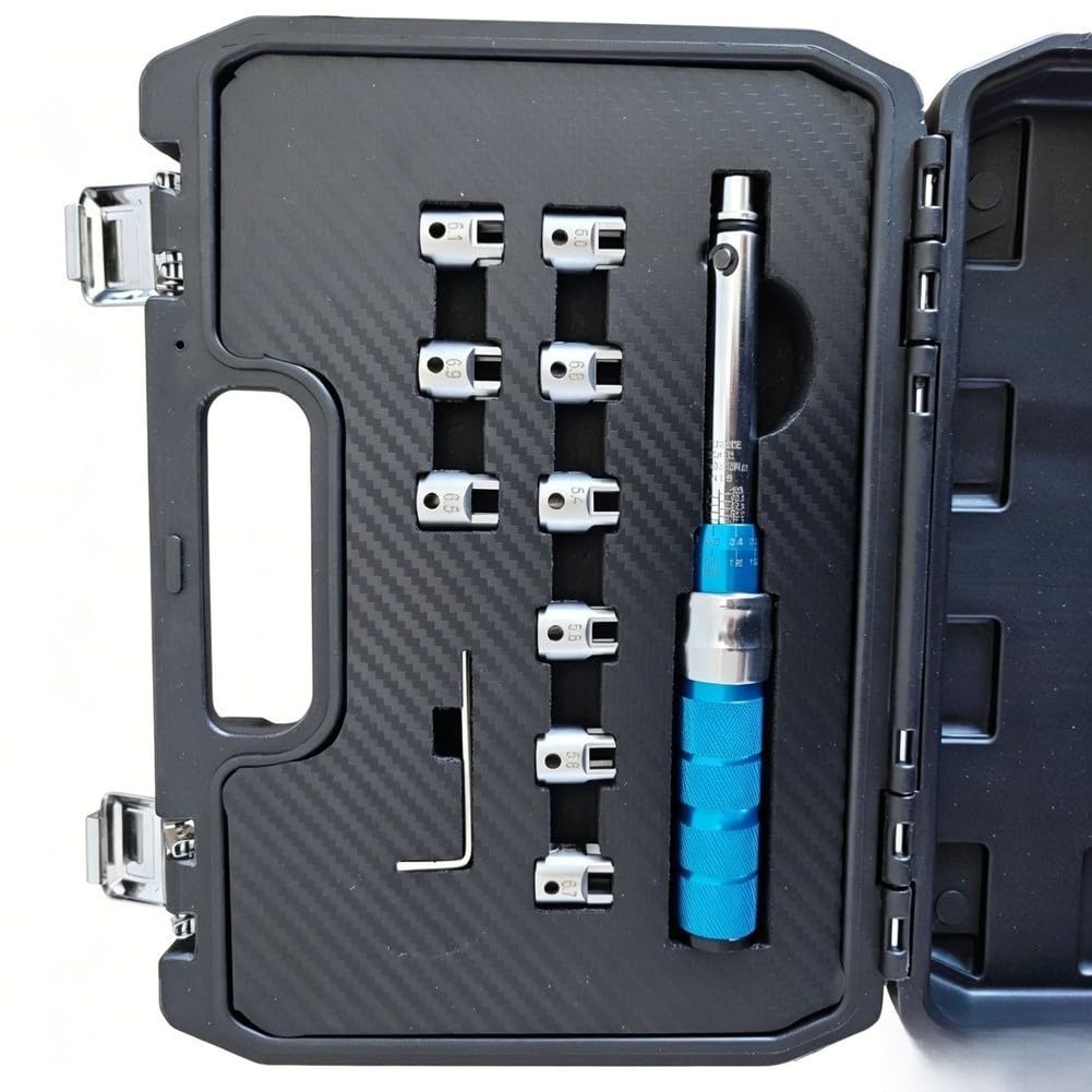 Minhe 11-teiliges Speichen-Drehmomentschlüssel-Set, 2-10 Nm verstellbarer Ratschenspeichenschlüssel, Aluminium- und Stahlkonstruktion, austauschbare Köpfe