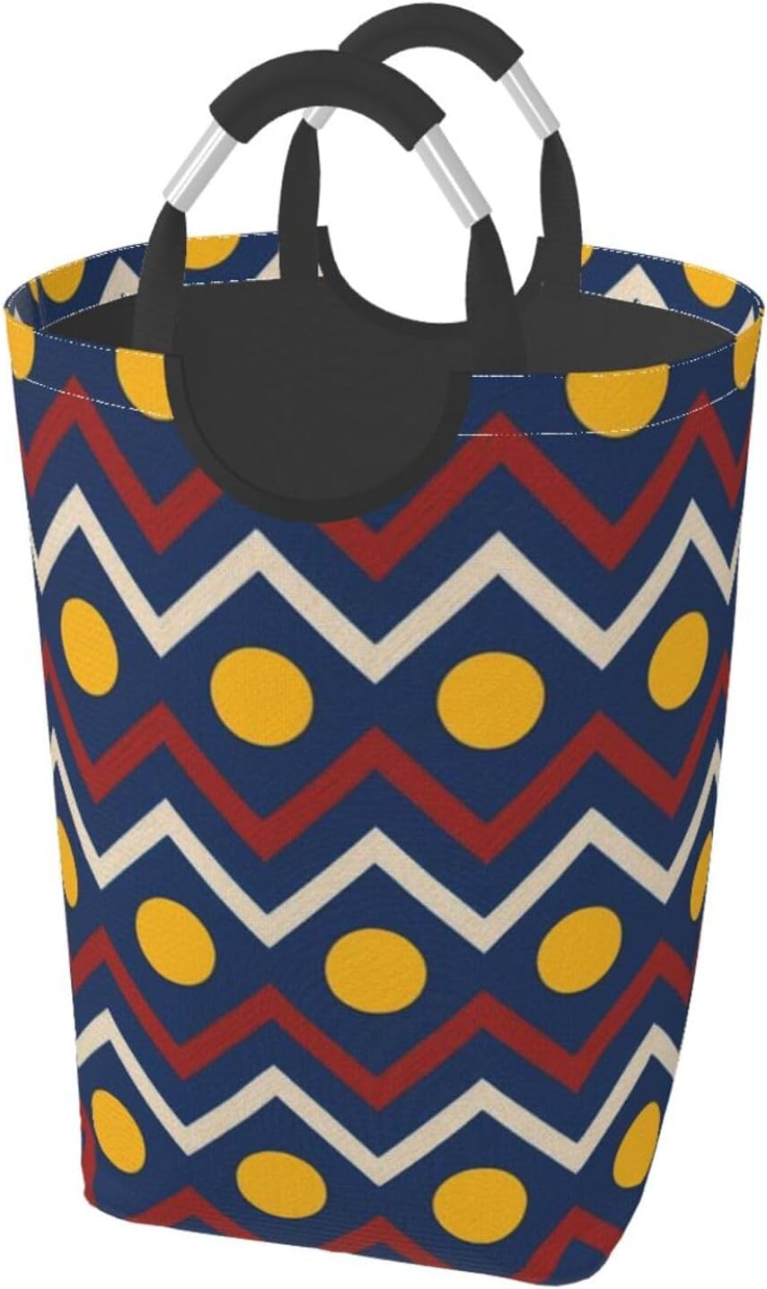 50l Laundry Basket Zigzag Geometric Pattern Waterproof Laundry Hamper Foldable Clothes Laundry Bag With Handles