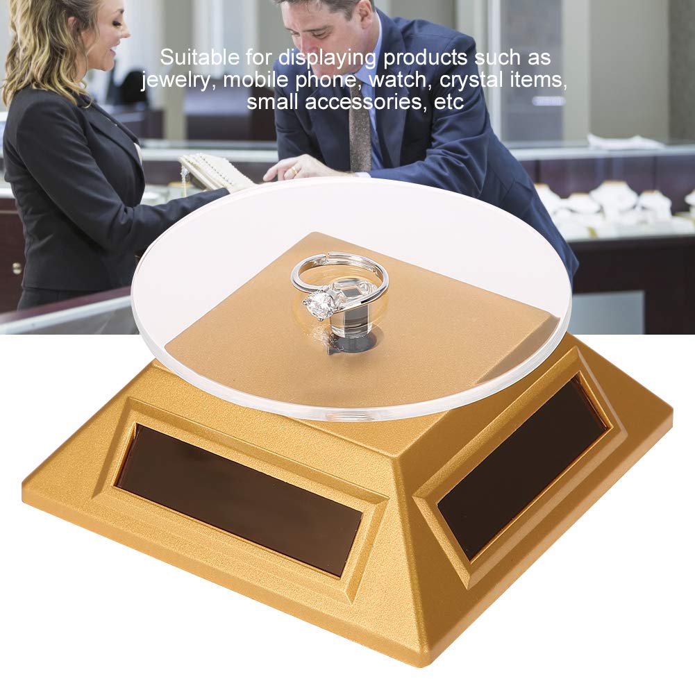 Antilog Jewelry Display Stand, Solar Showcase 360 Degrees Turntable Rotating Watch Phone Jewelry Organizer Display Stand(Gold)