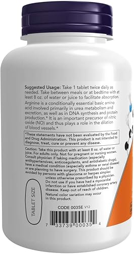 Miniatura 3 de Now Foods L-Arginina 1000 mg 120 tabletas paquete de 2