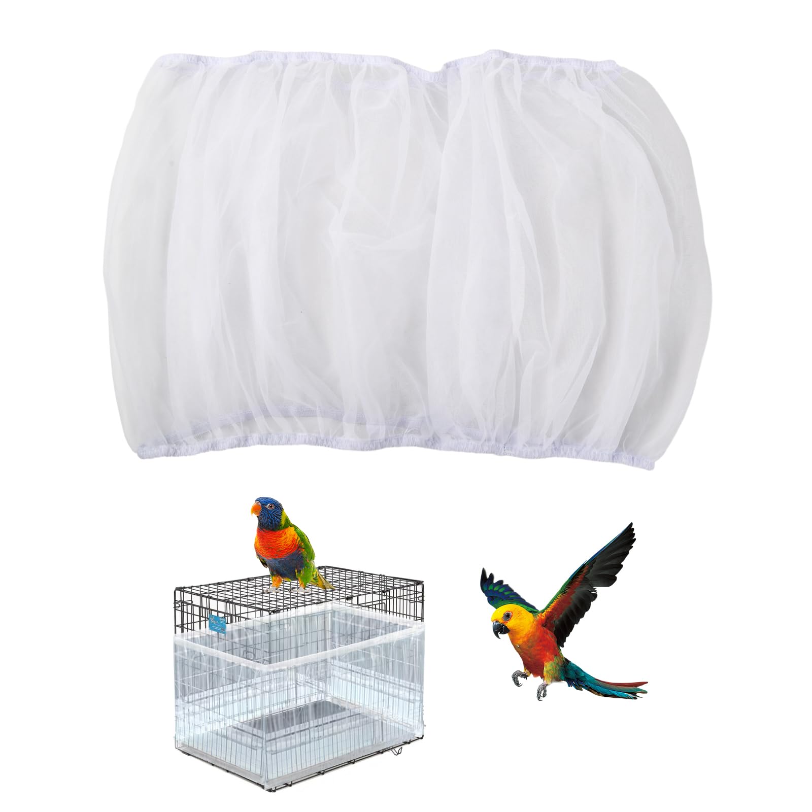 Cubierta para jaula de pájaros, malla ajustable para jaula de pájaros, ventilada, jaula de pájaros, recogesemillas, red de protección para jaulas con una circunferencia de 145-220 cm para jaula