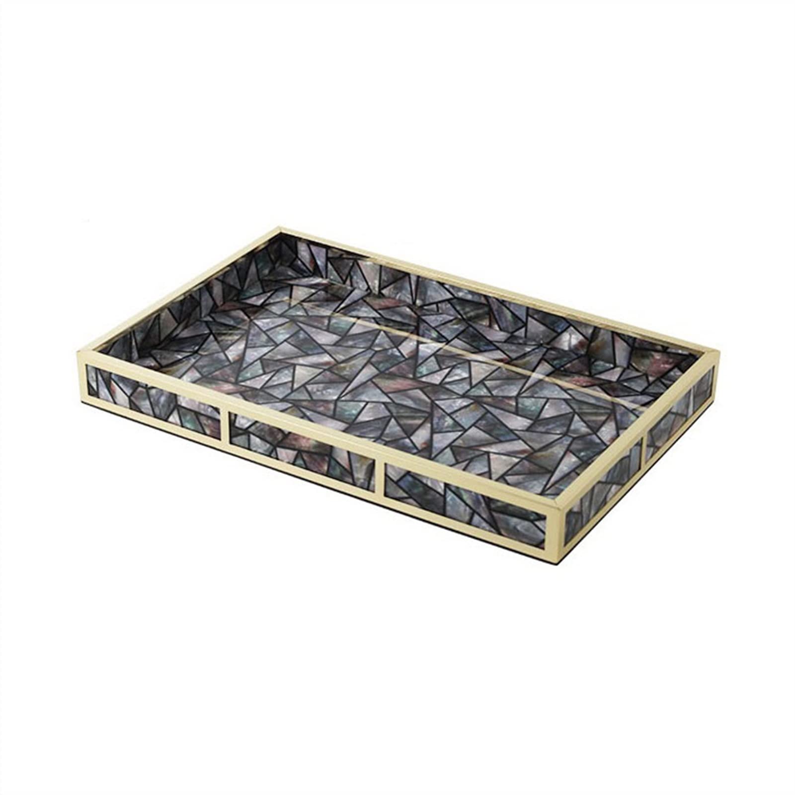 Tray Luxury Shell Acrylic Tray Fruit Dim Sum Service Tray High-end Desktop Decoration Tray Bathroom Storage Serving Tray (Color : B, Size : Medium)