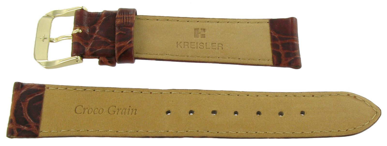 Milano Watchbands 19mm Kreisler Honey Tan Brown Croco Grain Genuine Leather Set Of Two Mens Band Reg