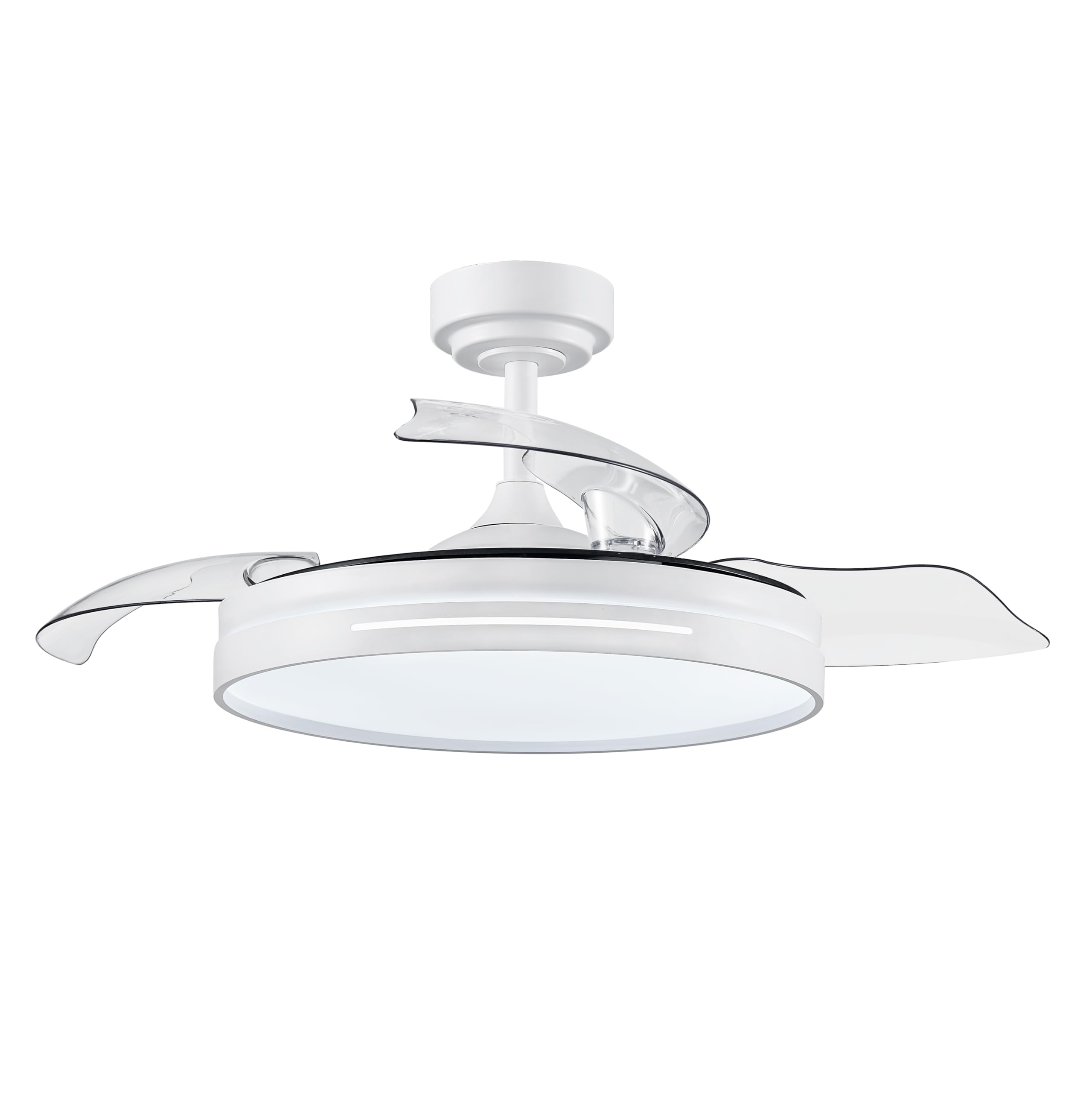 Ventilador DC 72W 3 Aspas 108d 6 Velocidades 7200lm Control Remoto Regulación Intensidad Temporizador 25 Utilidad en hogares y oficinas.