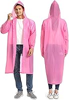 Vista 12 de Poncho de lluvia para adulto, paquete de 2 impermeables reutilizables de emergencia con capucha y cordón
