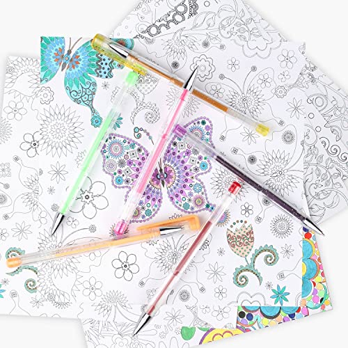 Sikao 100 Unique Colors Gel Pens For Adult Coloring Book Markers No Bleed, Colored Gel Pens Bulk, Colorful Gel Pen Set Assorted Gel Ink Metallic Pastel Rainbow Neon Sparkly Glitter Gel Pens For Kids #TOP6
