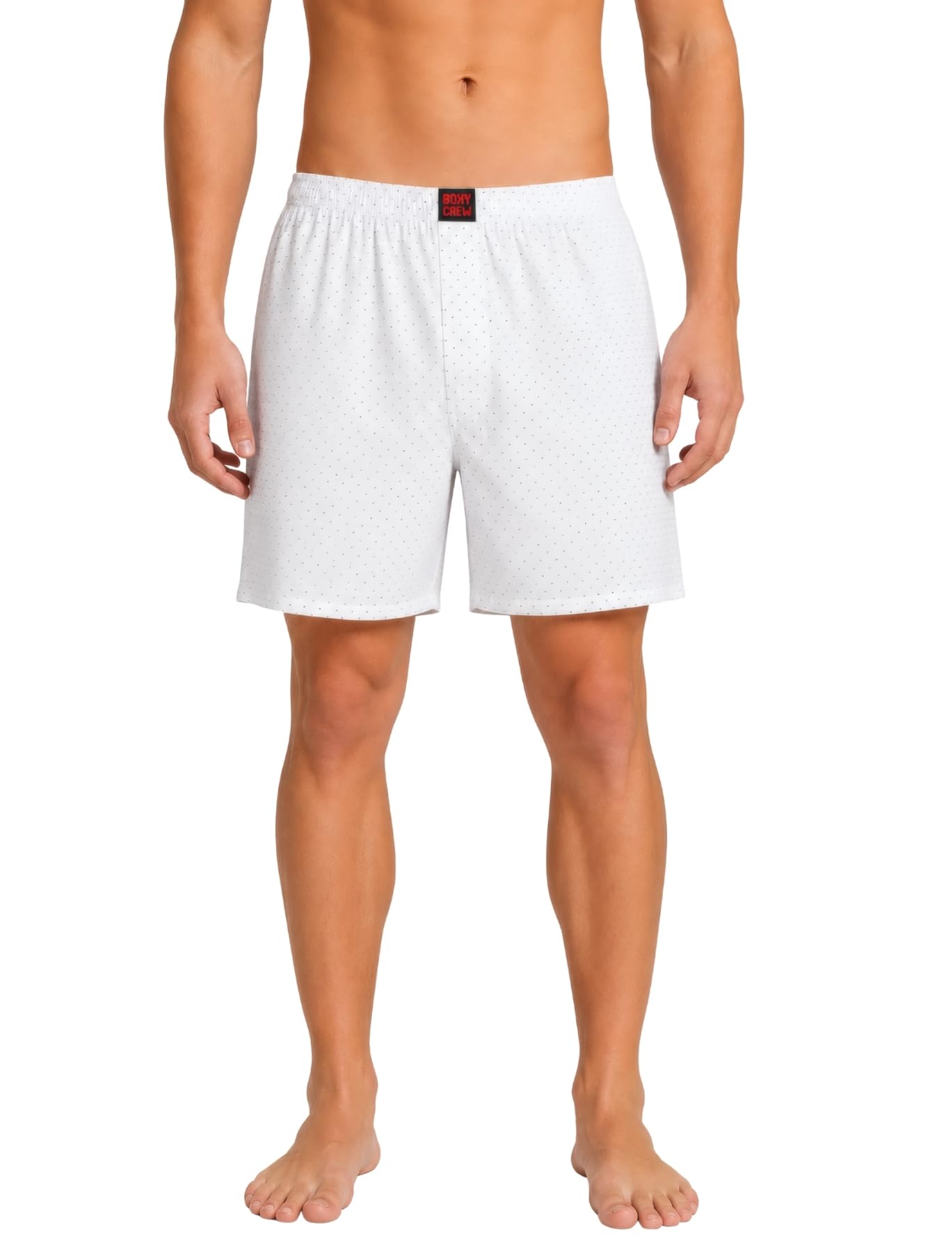 Men's Printed 100% Cotton Boxer Shorts | No-Mark Soft Elastic Waistband | Regular Comfort Fit with Dual Side Pockets & Button Fly | White-picture-25