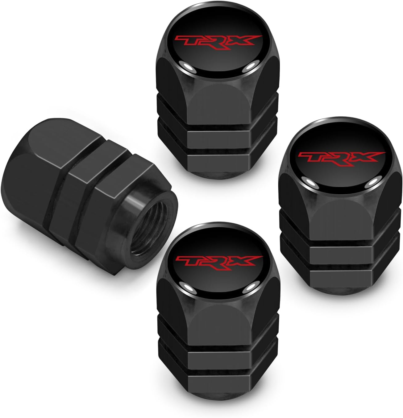iPick Image for RAM 1500 TRX Logo in Black Hexagon Shape Aluminum Tire Valve Stem Caps (Black)