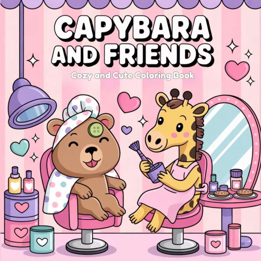 Capybara and Friends: Cozy & Cute Coloring Book: Adorable Little Cuties and Funny Animal Buddies for Stress-Free Moments — Perfect for Adults, Teens & Kids with Bold and Easy Designs
