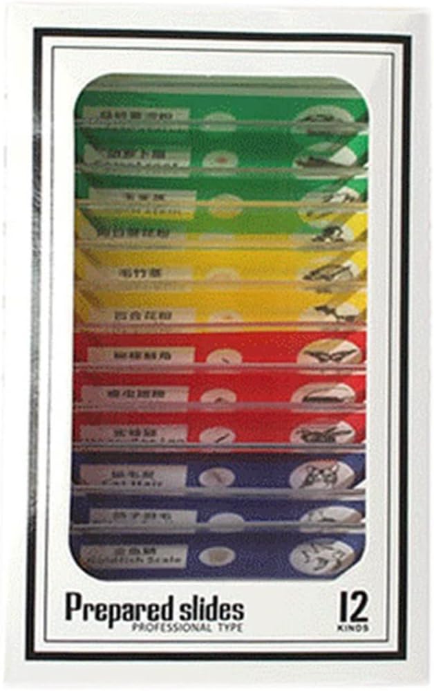 Microscope Accessories Kit 12PCS/Set Biological Specimen Kit Microscope Slides Sample Microscope Slides