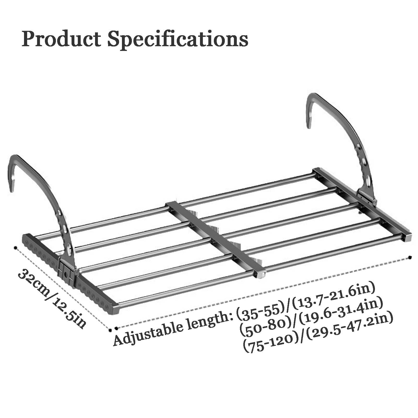 Soporte para Radiador, Consola Flotante para Radiador Tendedero Pared para Radiador Plegable para El Baño El Dormitorio Y El Pasillo (75-120) x32cm