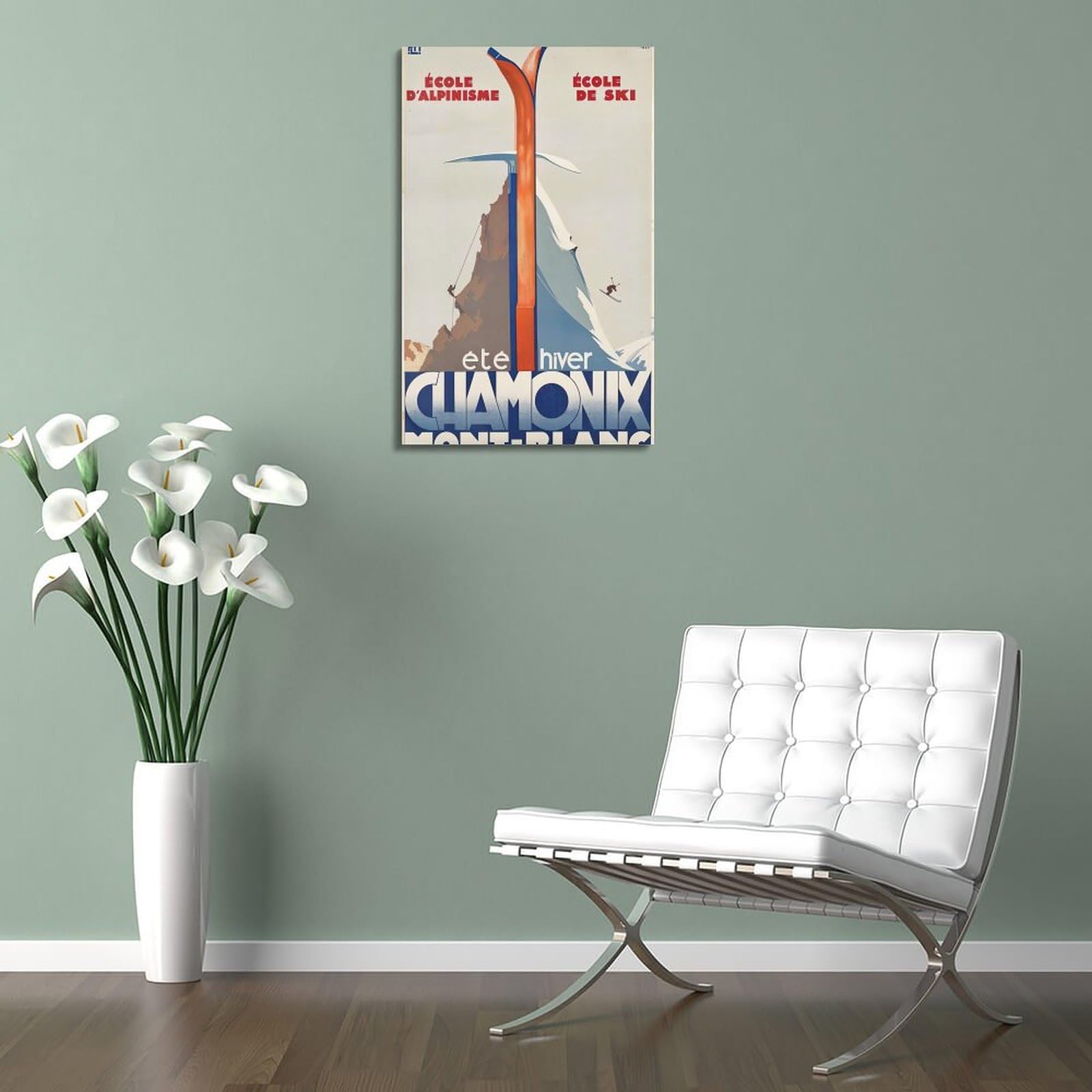 Set De 3 Tableaux Déco Ski Vintage Sur Toile 40x60 Cm - Affiches Hiver Montagne Neige, Sans Cadre - 4