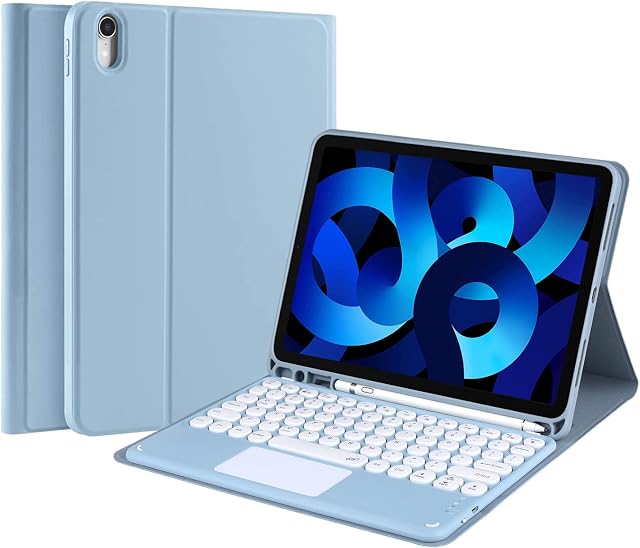 Keyboard Case with Touchpad for iPad Air 5 2022/Air 4 2020 10.9 Inch,iPad Pro 11 (1st Gen)2018,Detachable Wireless Keyboard with iPad Air 5th/4th Generation,Bulit-in Pencil Holder&Trackpad (Blue)