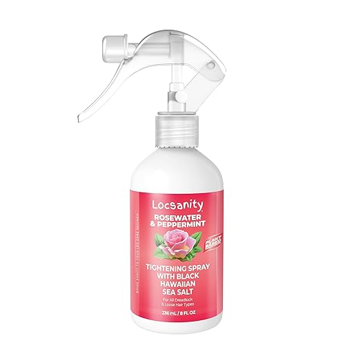 Locsanity Pure Rosewater Peppermint Loc Spray - 8oz: Moisturizing & Tightening Hydration Spray w/ Black Hawaiian Sea Salt, Plant-Based | Loc Care