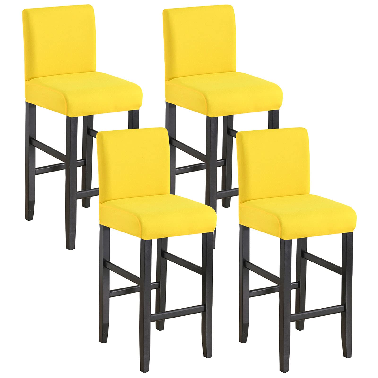 JHLD Stretch Bar Stool Covers, Soft Barstool Slipcover Elastic Spandex Furniture Chair Seat Cover with Elastic Bottom Dining Chair Covers Machine Washable for Living Room-Yellow-Set of 4