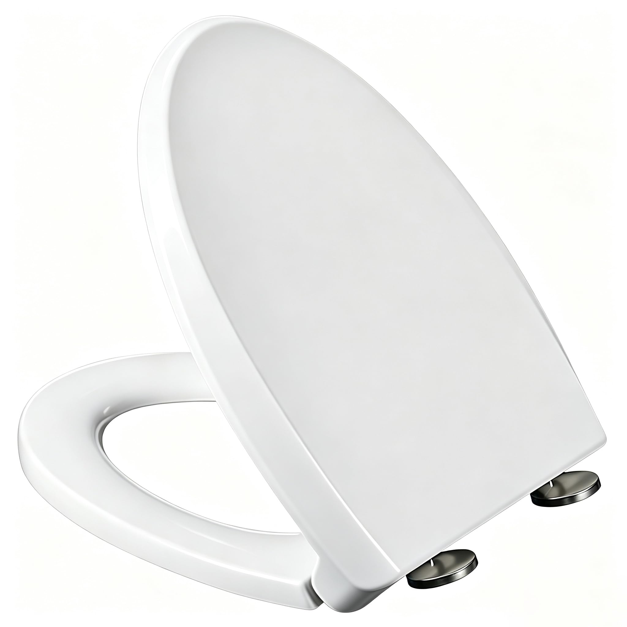Brigtviee White V-Shaped Toilet Seat, Quiet Slow Close Toilet Cover