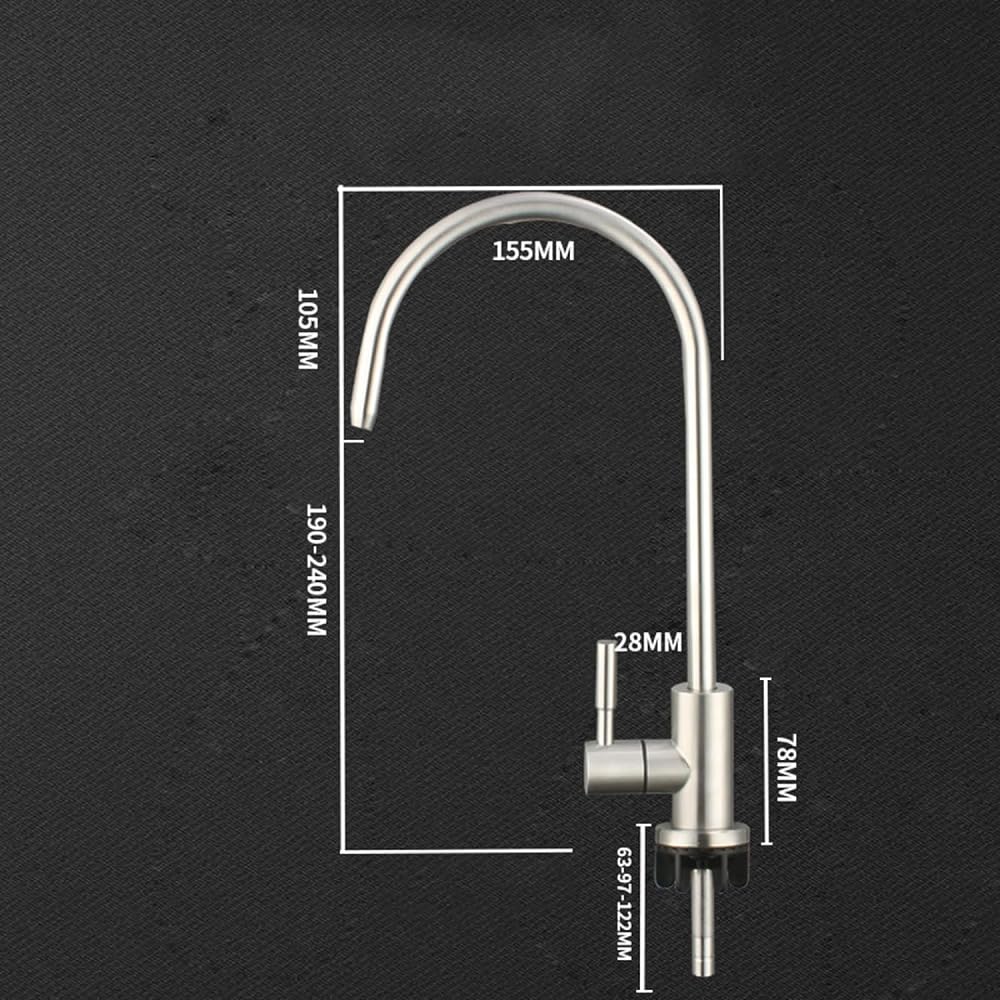 Grifo con Filtro de Agua for Cocina, Grifo de Agua con Filtro de Grifo de Cocina de un Solo Orificio de Acero Inoxidable Cepillado, Grifo de Agua Potable
