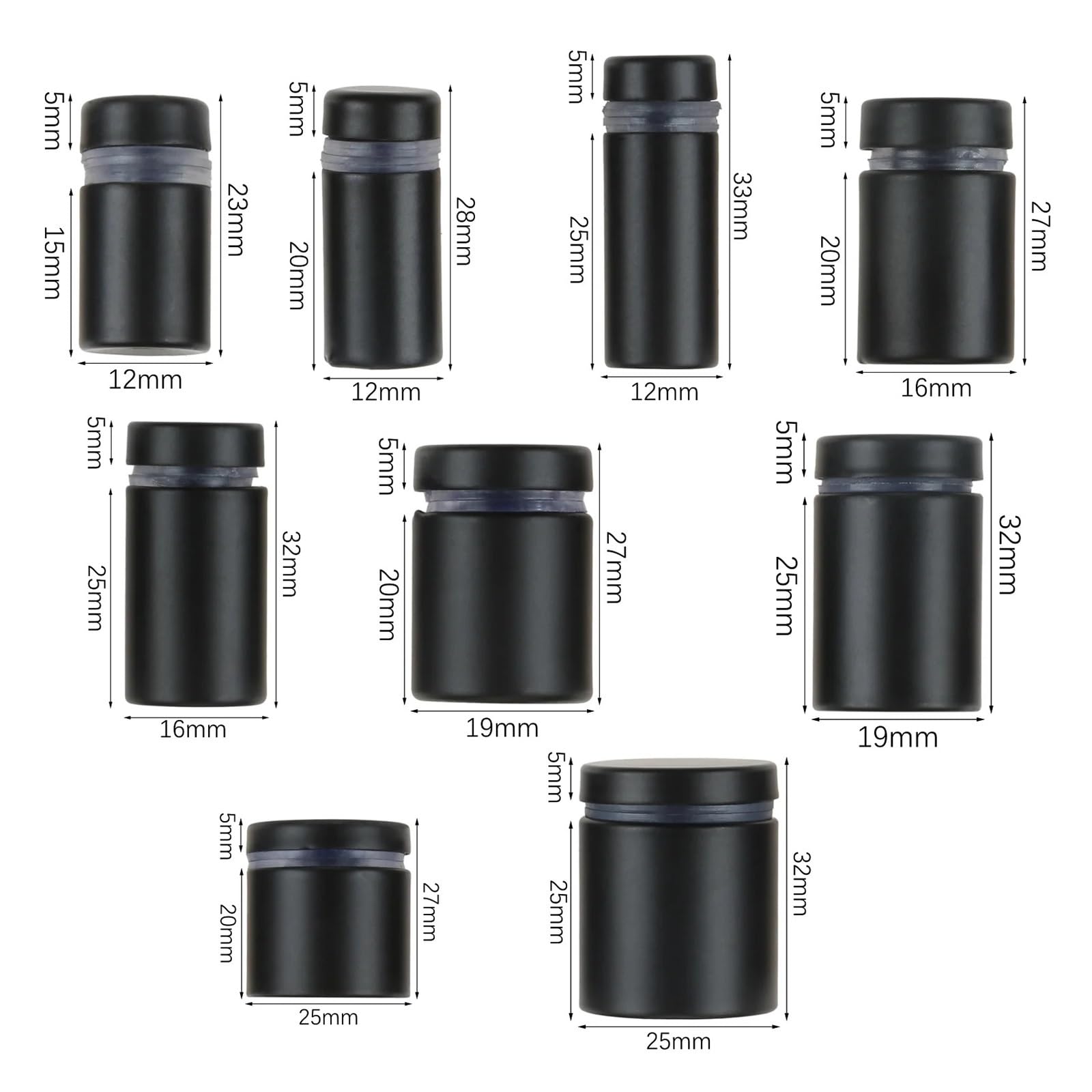 Fijaciones para separadores， 10 piezas de fijaciones de separación, tornillos de separación de letreros, tornillos de fijación de anuncios, espaciador de acero inoxidable, soporte de vidrio, pasador s
